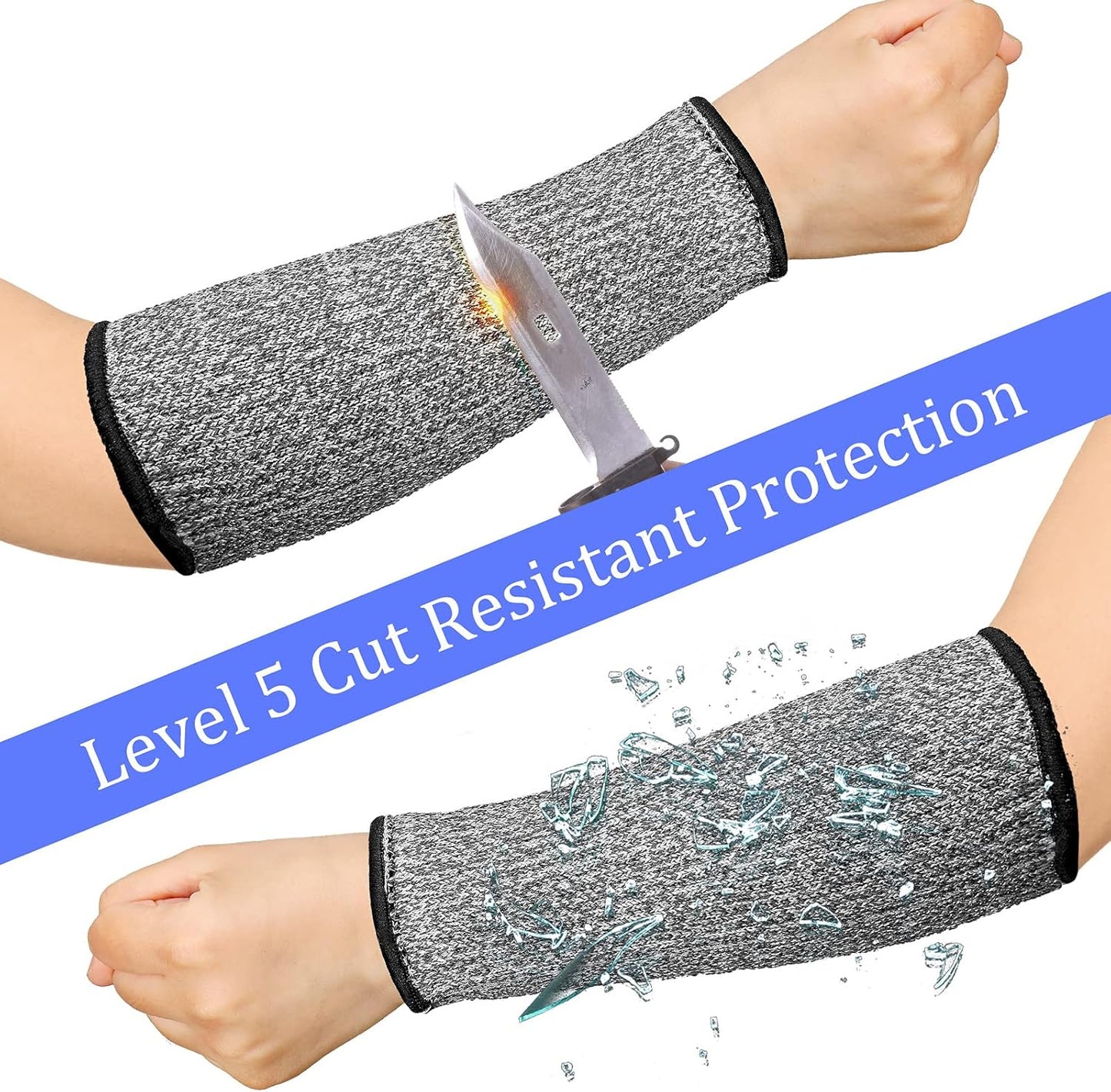 3 Pairs Arm Protectors for Thin Skin and Bruising Cut Resistant Forearm Sleeve Level 5 Arm Burn Protection Sleeve(12.6 Inch,Black)