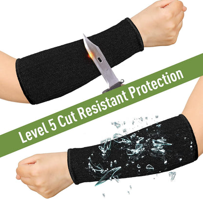 3 Pairs Arm Protectors for Thin Skin and Bruising Cut Resistant Forearm Sleeve Level 5 Arm Burn Protection Sleeve(12.6 Inch,Black)
