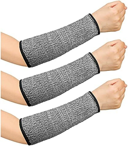 3 Pairs Arm Protectors for Thin Skin and Bruising Cut Resistant Forearm Sleeve Level 5 Arm Burn Protection Sleeve(12.6 Inch,Black)