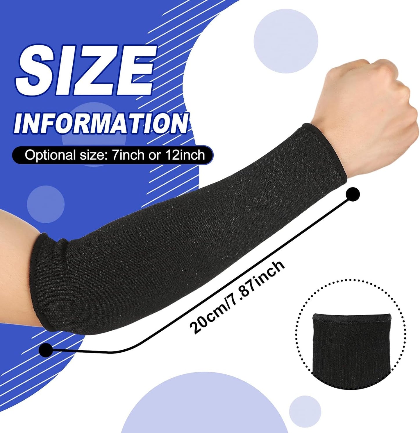 3 Pairs Arm Protectors for Thin Skin and Bruising Cut Resistant Forearm Sleeve Level 5 Arm Burn Protection Sleeve(12.6 Inch,Black)