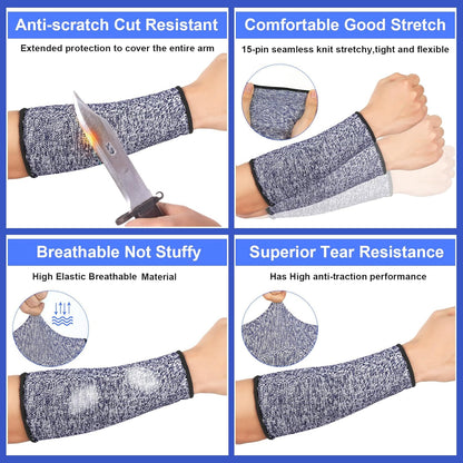 3 Pairs Arm Protectors for Thin Skin and Bruising Cut Resistant Forearm Sleeve Level 5 Arm Burn Protection Sleeve(12.6 Inch,Black)