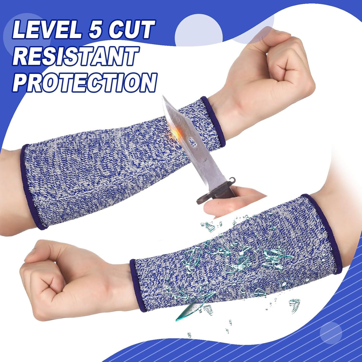 3 Pairs Arm Protectors for Thin Skin and Bruising Cut Resistant Forearm Sleeve Level 5 Arm Burn Protection Sleeve(12.6 Inch,Black)