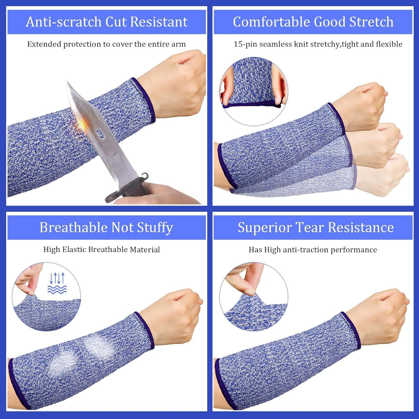 3 Pairs Arm Protectors for Thin Skin and Bruising Cut Resistant Forearm Sleeve Level 5 Arm Burn Protection Sleeve(12.6 Inch,Black)