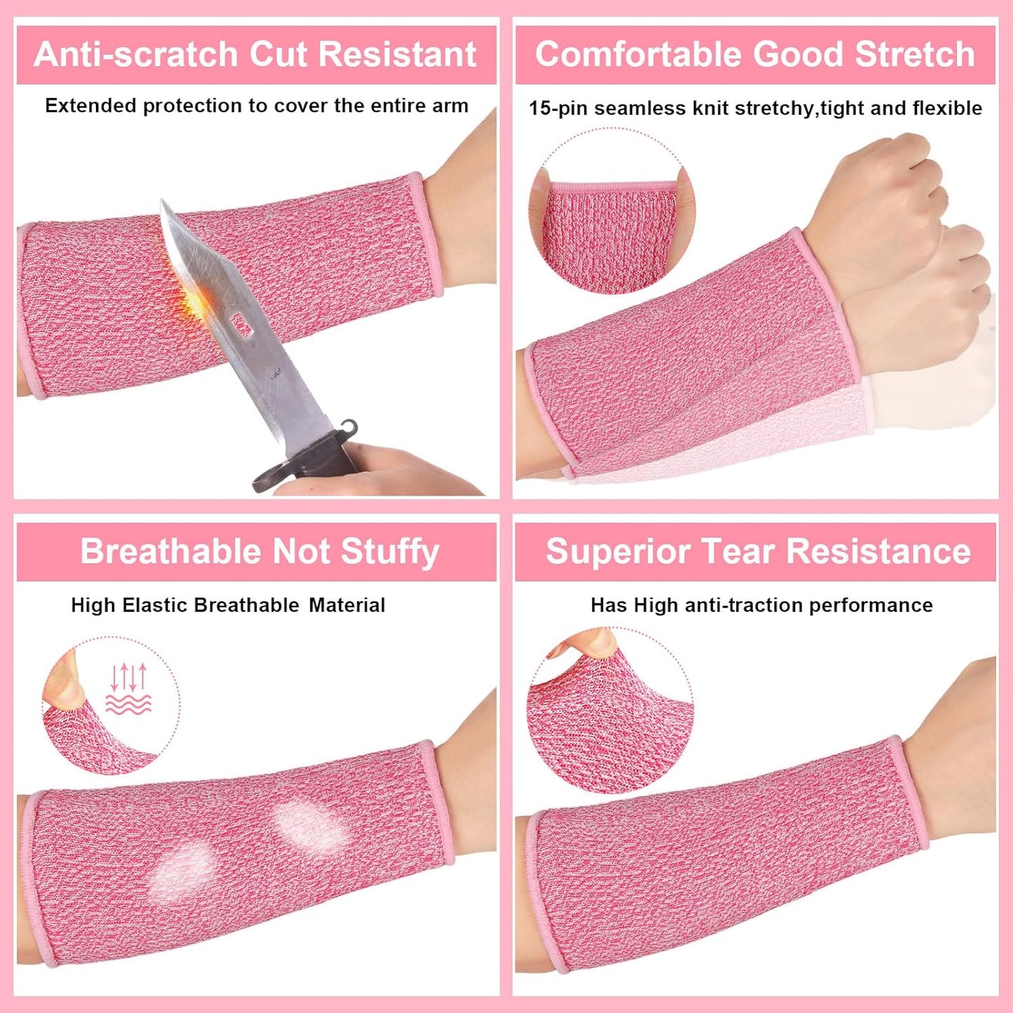 3 Pairs Arm Protectors for Thin Skin and Bruising Cut Resistant Forearm Sleeve Level 5 Arm Burn Protection Sleeve(12.6 Inch,Black)