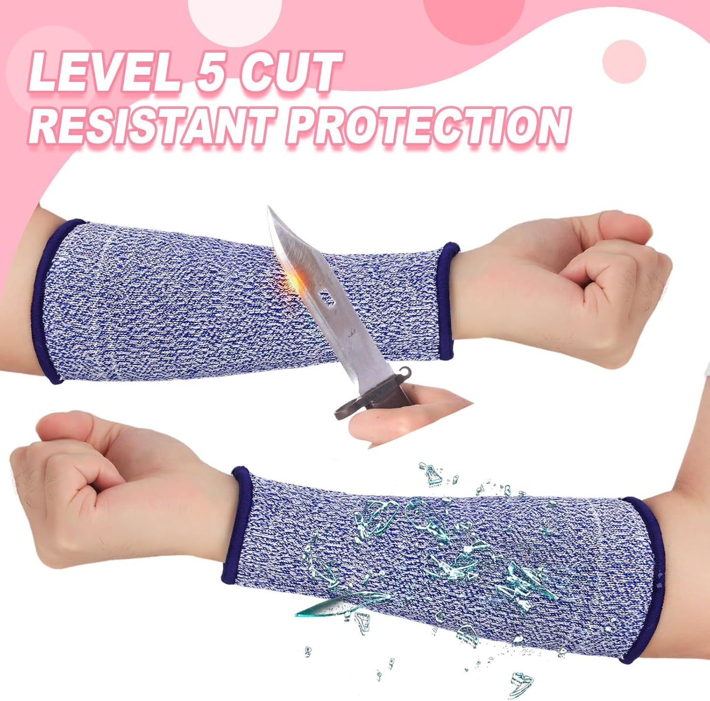 3 Pairs Arm Protectors for Thin Skin and Bruising Cut Resistant Forearm Sleeve Level 5 Arm Burn Protection Sleeve(12.6 Inch,Black)