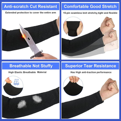 3 Pairs Arm Protectors for Thin Skin and Bruising Cut Resistant Forearm Sleeve Level 5 Arm Burn Protection Sleeve(12.6 Inch,Black)