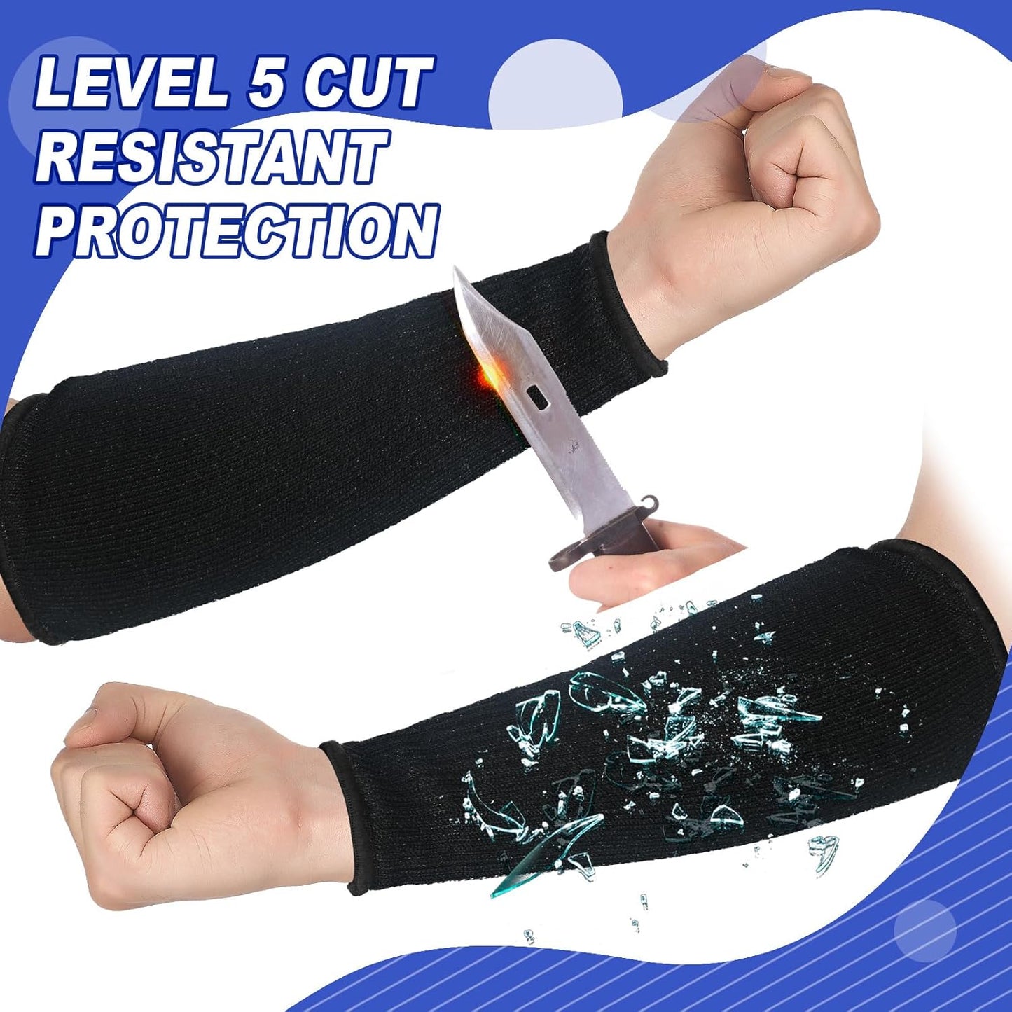 3 Pairs Arm Protectors for Thin Skin and Bruising Cut Resistant Forearm Sleeve Level 5 Arm Burn Protection Sleeve(12.6 Inch,Black)