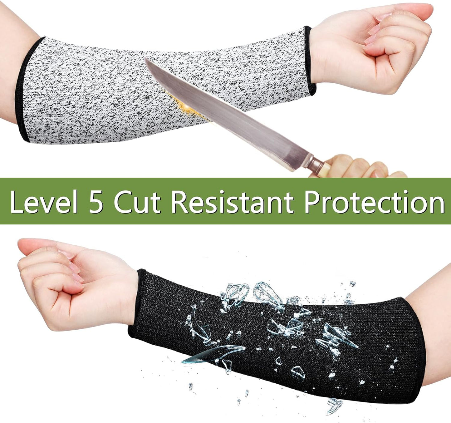 3 Pairs Arm Protectors for Thin Skin and Bruising Cut Resistant Forearm Sleeve Level 5 Arm Burn Protection Sleeve(12.6 Inch,Black)