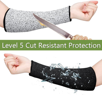 3 Pairs Arm Protectors for Thin Skin and Bruising Cut Resistant Forearm Sleeve Level 5 Arm Burn Protection Sleeve(12.6 Inch,Black)