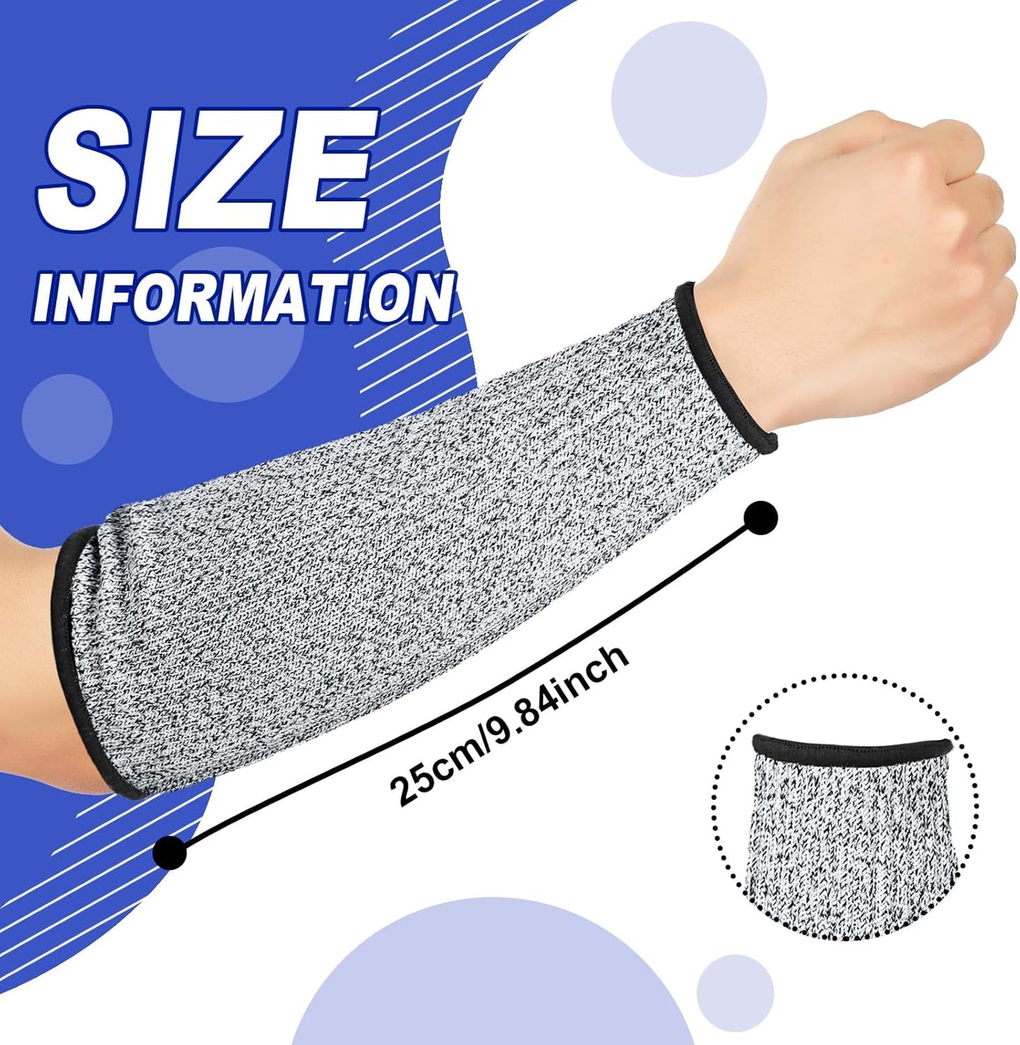 3 Pairs Arm Protectors for Thin Skin and Bruising Cut Resistant Forearm Sleeve Level 5 Arm Burn Protection Sleeve(12.6 Inch,Black)