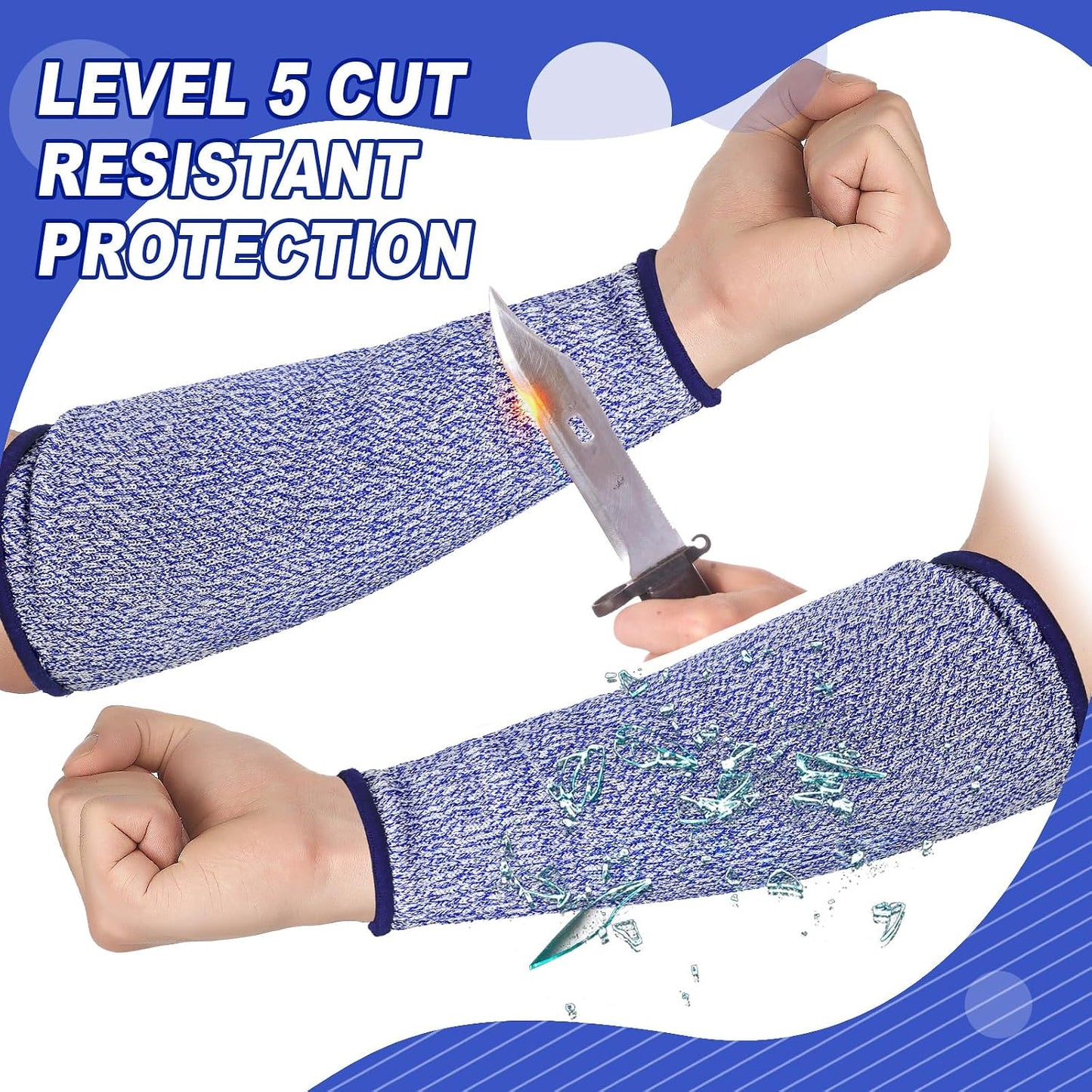 3 Pairs Arm Protectors for Thin Skin and Bruising Cut Resistant Forearm Sleeve Level 5 Arm Burn Protection Sleeve(12.6 Inch,Black)