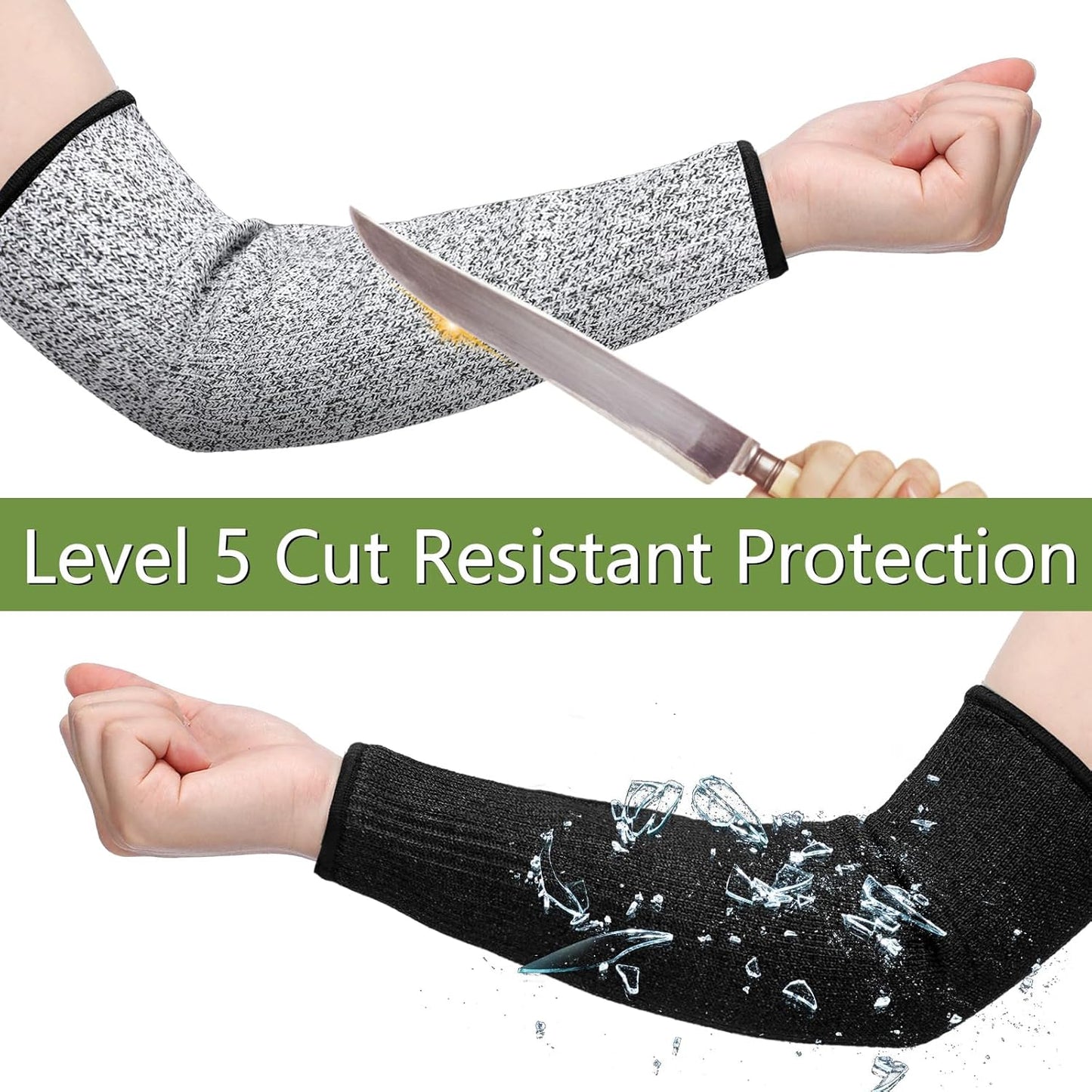 3 Pairs Arm Protectors for Thin Skin and Bruising Cut Resistant Forearm Sleeve Level 5 Arm Burn Protection Sleeve(12.6 Inch,Black)