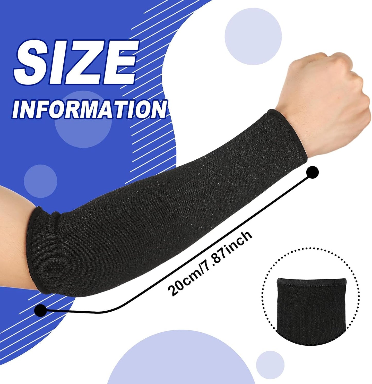 3 Pairs Arm Protectors for Thin Skin and Bruising Cut Resistant Forearm Sleeve Level 5 Arm Burn Protection Sleeve(12.6 Inch,Black)