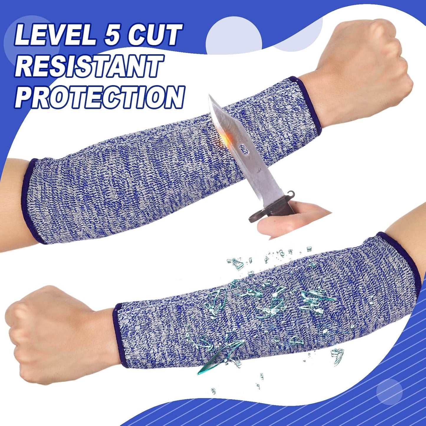3 Pairs Arm Protectors for Thin Skin and Bruising Cut Resistant Forearm Sleeve Level 5 Arm Burn Protection Sleeve(12.6 Inch,Black)