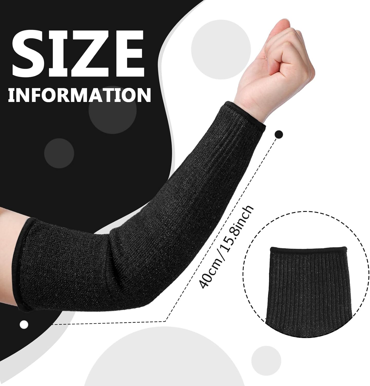 3 Pairs Arm Protectors for Thin Skin and Bruising Cut Resistant Forearm Sleeve Level 5 Arm Burn Protection Sleeve(12.6 Inch,Black)