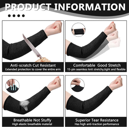3 Pairs Arm Protectors for Thin Skin and Bruising Cut Resistant Forearm Sleeve Level 5 Arm Burn Protection Sleeve(12.6 Inch,Black)