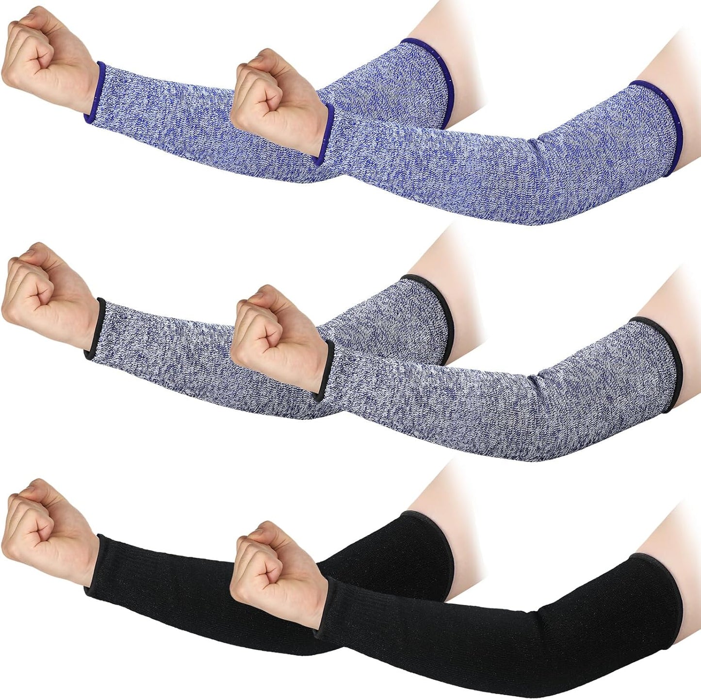 3 Pairs Arm Protectors for Thin Skin and Bruising Cut Resistant Forearm Sleeve Level 5 Arm Burn Protection Sleeve(12.6 Inch,Black)