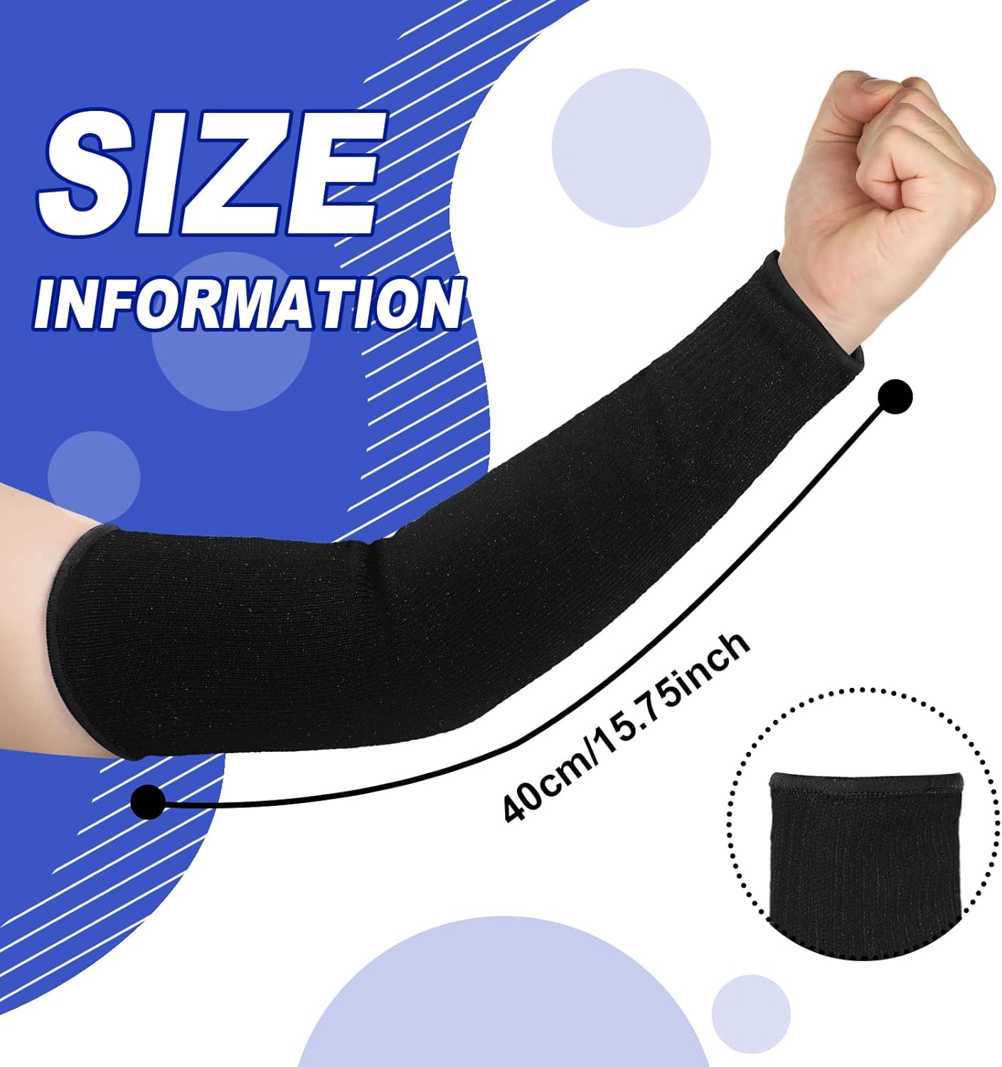 3 Pairs Arm Protectors for Thin Skin and Bruising Cut Resistant Forearm Sleeve Level 5 Arm Burn Protection Sleeve(12.6 Inch,Black)