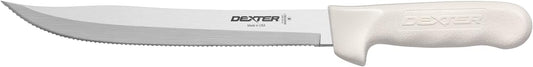 S142-9SC-PCP Sani-Safe 13563 Utility Slicer, 9" Scalloped DEXSTEEL High Carbon Blade, Textured White Polypropylene Slip Resistant Handle, Kitchen Knife for Meats and Produce