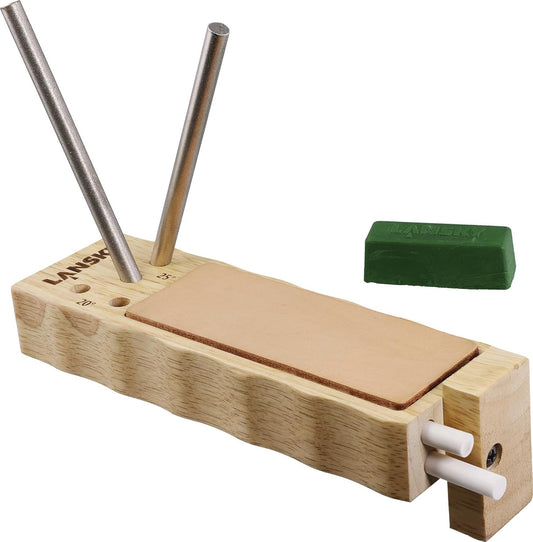 Diamond/Ceramic 4 Rod TurnBox Crock Stick® Knife Sharpener with Leather Strop, 20° & 25° Angles