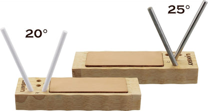Diamond/Ceramic 4 Rod TurnBox Crock Stick® Knife Sharpener with Leather Strop, 20° & 25° Angles