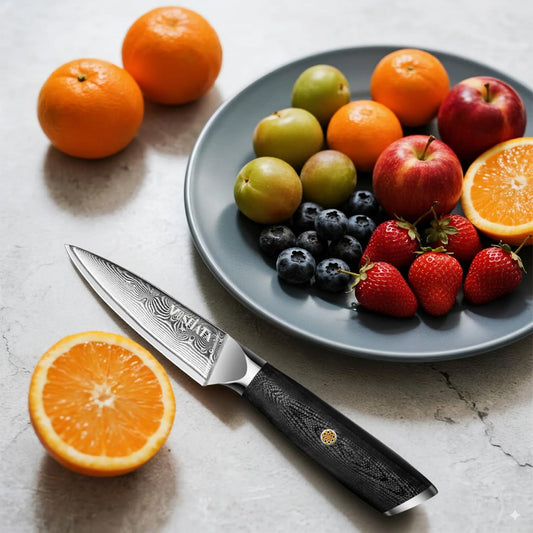 Damascus Fruit Knife 4", Ultra Sharp Paring Knife, 67 Layers Damascus Steel VG10 Core Multipurpose Small Kitchen Knife Professional Peeling Knives, G10 Handle with Rivet Chef Gift