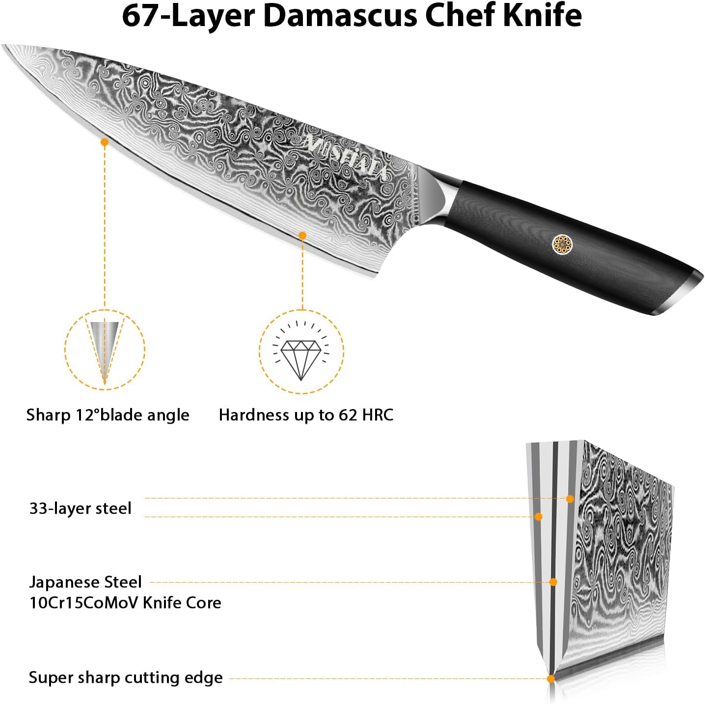 Damascus Fruit Knife 4", Ultra Sharp Paring Knife, 67 Layers Damascus Steel VG10 Core Multipurpose Small Kitchen Knife Professional Peeling Knives, G10 Handle with Rivet Chef Gift