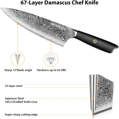 Damascus Fruit Knife 4", Ultra Sharp Paring Knife, 67 Layers Damascus Steel VG10 Core Multipurpose Small Kitchen Knife Professional Peeling Knives, G10 Handle with Rivet Chef Gift