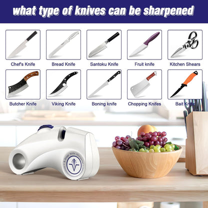 Knife Sharpeners with Multifunctional 5-Stage Sharpening Angles 15°, Polishing Kitchen Knife Sharpener, Professional Knife Sharpener with Diamond, Carbide, Suitable for Various Knives