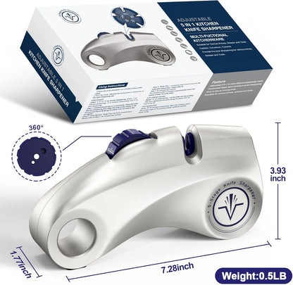 Knife Sharpeners with Multifunctional 5-Stage Sharpening Angles 15°, Polishing Kitchen Knife Sharpener, Professional Knife Sharpener with Diamond, Carbide, Suitable for Various Knives