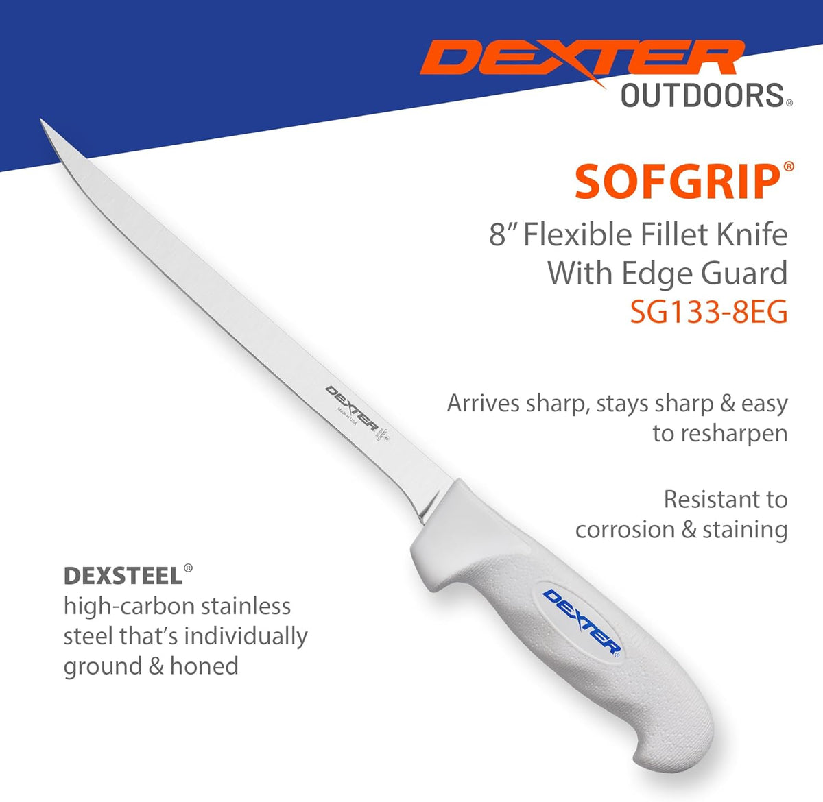 SOFGRIP 8" Tiger Edge Scalloped Knife with Edge Guard