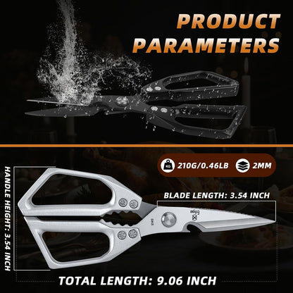 Kitchen Scissors All Purpose - Heavy Duty Poultry Shears, Ultra Sharp Japanese Steel Cooking Scissors for Food, Dishwasher Safe