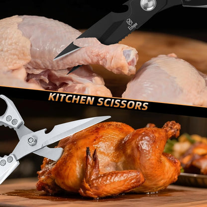 Kitchen Scissors All Purpose - Heavy Duty Poultry Shears, Ultra Sharp Japanese Steel Cooking Scissors for Food, Dishwasher Safe