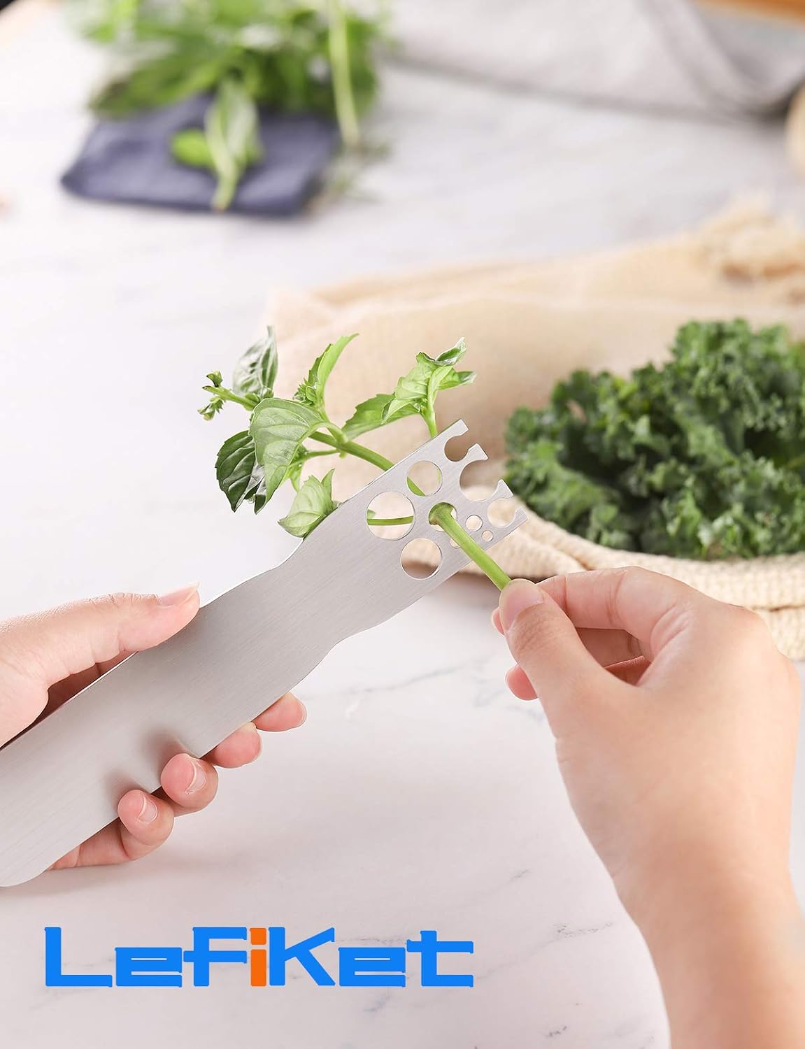 Stainless Steel Herb Stripper -Kale & Herb Stripper, for Leafy Greens and Woody Herbs, Kale Kitchen Gadgets Leaf Stripping Tool Separator