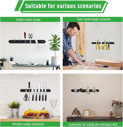 17Inch Magnetic Knife Holder with Built in Sharpener - Magnetic Knife Holder for Wall,Stainless Steel Knife Strip With Powerful Magnetic Pull Force,Used as a Knife Sharpener,Knife Magnetic Strip