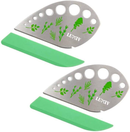 Herb Stripper 9 holes, Luxiv Stainless Steel Kitchen Herb Stripping Tool Loose Leaf Kale Razor Metal Leaf Pealer for Kale, Chard, Collard Greens, Thyme, Basil, Rosemary