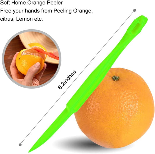 Premium Plastic Orange Peeler Lemon Citrus Peel Cutter Vegetable Slicer Fruit Tools (Long Handle Type Orange 4 Pack; Mouse Type orange 2 Pack)