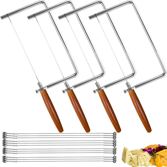6in Cheese Slicer Kit Accessories Kitchen Knife Cheese Cutter Stainless Steel Components DIY for Making Giftable Cheese Cutting Boards with This Cheese Cutter Kit,Wire Cheese Slicer(4Slicer+12Wires)6"