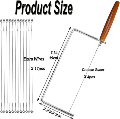 6in Cheese Slicer Kit Accessories Kitchen Knife Cheese Cutter Stainless Steel Components DIY for Making Giftable Cheese Cutting Boards with This Cheese Cutter Kit,Wire Cheese Slicer(4Slicer+12Wires)6"