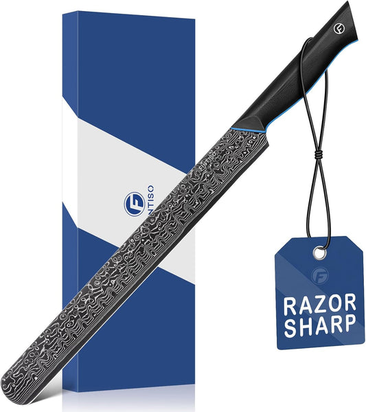 Brisket Knife 11.6 Inch, 67-Layer Damascus Steel Carving Knife, G10 Handle | Japanese Carving Knife for Meat with Ergonomic Full Tang Handle, Slicing Knife for BBQ, Roasts & Turkey - Zeus Series