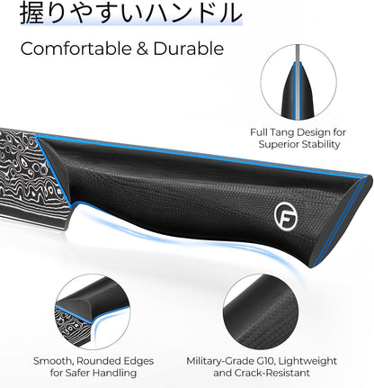 Brisket Knife 11.6 Inch, 67-Layer Damascus Steel Carving Knife, G10 Handle | Japanese Carving Knife for Meat with Ergonomic Full Tang Handle, Slicing Knife for BBQ, Roasts & Turkey - Zeus Series