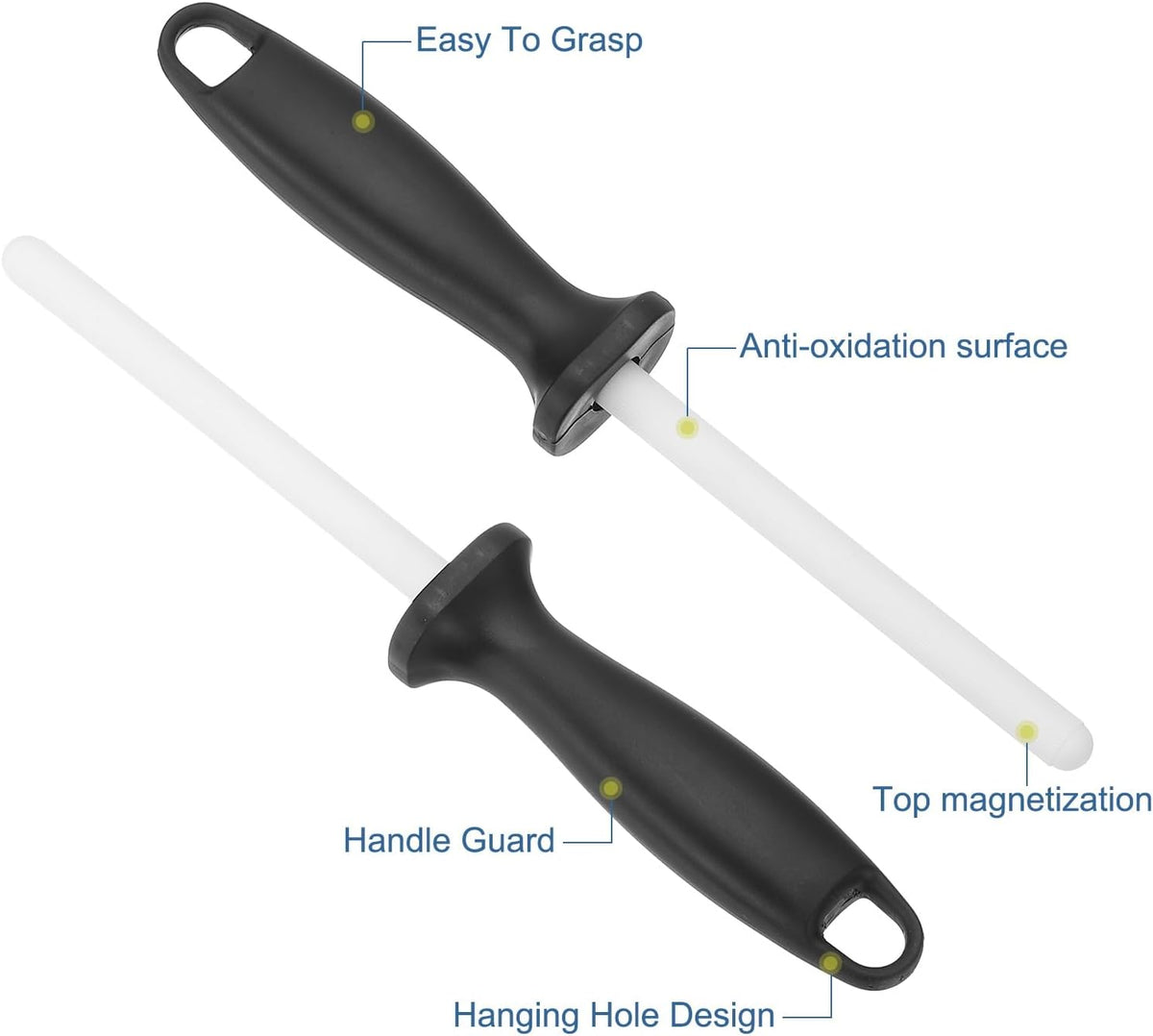 5 Inch Ceramic Knife Sharpener Honing Rod, High Hardness Sharpening Rod Knife Sharpener Steel for Kitchen Knife White