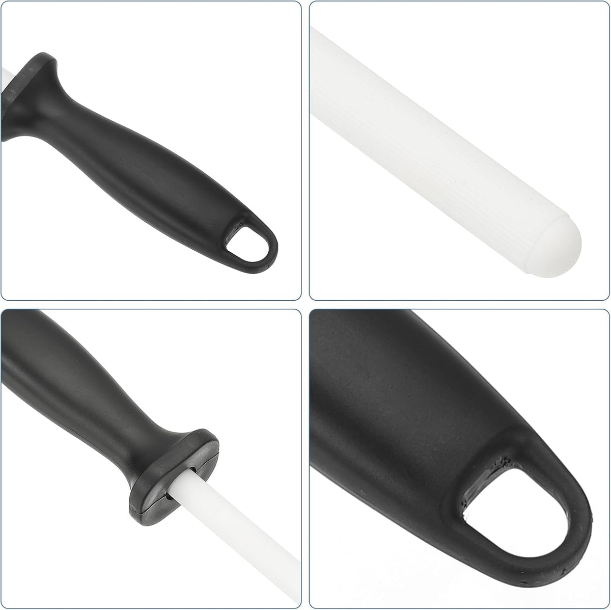 5 Inch Ceramic Knife Sharpener Honing Rod, High Hardness Sharpening Rod Knife Sharpener Steel for Kitchen Knife White