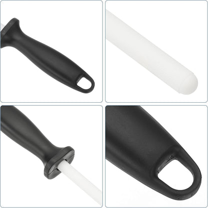 5 Inch Ceramic Knife Sharpener Honing Rod, High Hardness Sharpening Rod Knife Sharpener Steel for Kitchen Knife White
