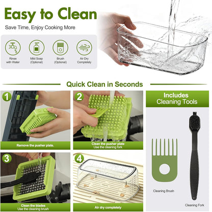 Vegetable Chopper with Container, 8-Blade Onion Chopper & Mandolin Slicer, 2-Lid Food Dicer with Safety Lock, Veggie Shredder Grater for Kitchen Meal Prep, Kitchen Gadgets (8 in 1, Gray)