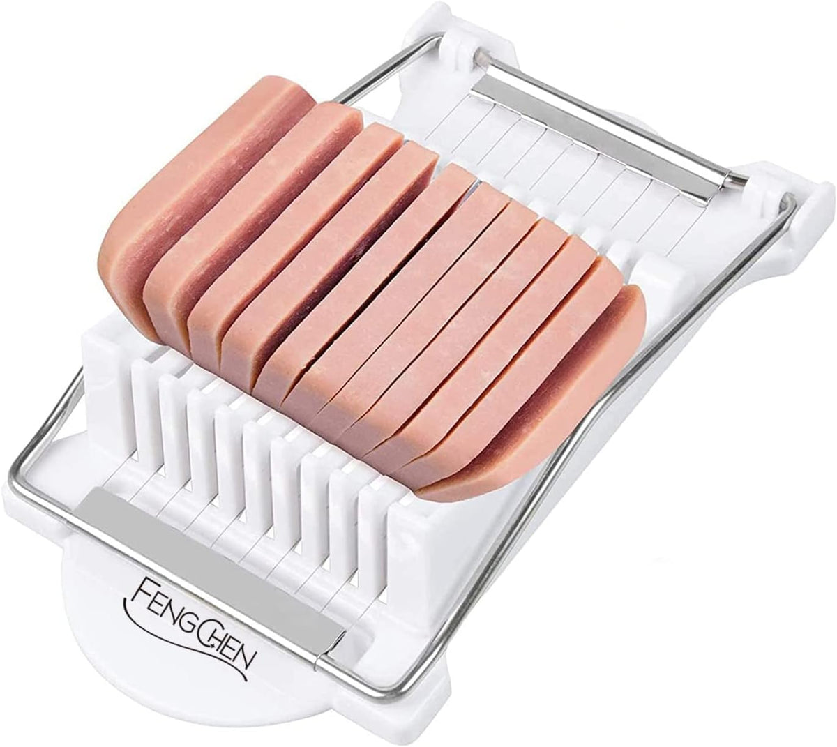 Spam Slicer, Easy Luncheon Meat Cutter with Stainless Wires, Multi-purpose Soft Food Cutter for Luncheon Meat, Fruit of Kitchen Home Use, Durable and Rust Resistant Food Prep Accessory,White