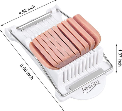 Spam Slicer, Easy Luncheon Meat Cutter with Stainless Wires, Multi-purpose Soft Food Cutter for Luncheon Meat, Fruit of Kitchen Home Use, Durable and Rust Resistant Food Prep Accessory,White