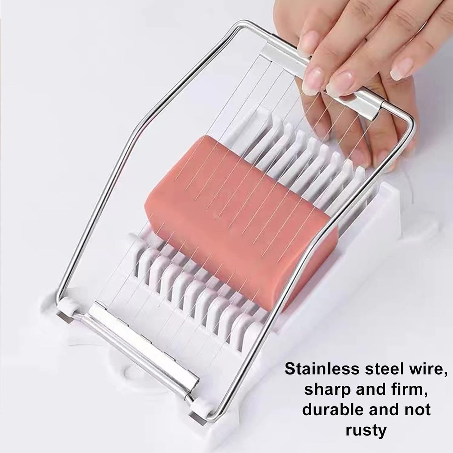 Spam Slicer, Easy Luncheon Meat Cutter with Stainless Wires, Multi-purpose Soft Food Cutter for Luncheon Meat, Fruit of Kitchen Home Use, Durable and Rust Resistant Food Prep Accessory,White