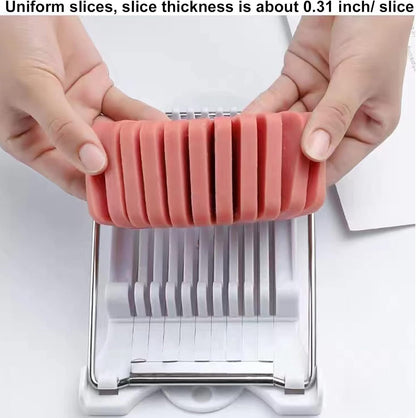 Spam Slicer, Easy Luncheon Meat Cutter with Stainless Wires, Multi-purpose Soft Food Cutter for Luncheon Meat, Fruit of Kitchen Home Use, Durable and Rust Resistant Food Prep Accessory,White