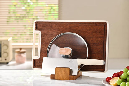 Fox Run Acacia Wood Cutting Board Holder, 3 Slot Cutting Board Organizer | Beautiful Acacia Wood | Cutting Board Stand For Countertops | Hold, Dry & Display Cutting Board | Kitchen Organization